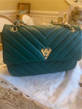 NWT-Valentino Orlandi Angel Forest Green Vegan Leather Handbag - Emerald Tone
